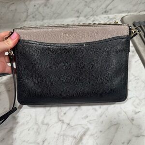 Kate Spade Two-Tone Black and Taupe Leather Crossbody Purse